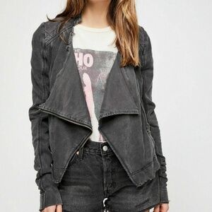 Free People Cotton Shrunken Moto Jacket
